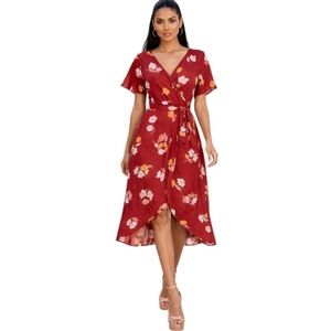 Luxology Red Ruffled Tiered Sundress V-Neck. Size 12